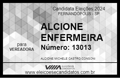 Candidato ALCIONE ENFERMEIRA 2024 - FERNANDÓPOLIS - Eleições