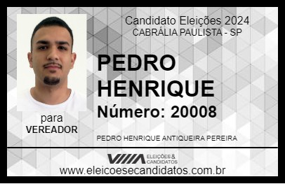 Candidato PEDRO HENRIQUE 2024 - CABRÁLIA PAULISTA - Eleições