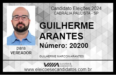 Candidato GUILHERME ARANTES 2024 - CABRÁLIA PAULISTA - Eleições