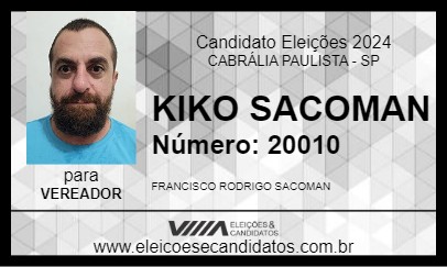 Candidato KIKO SACOMAN 2024 - CABRÁLIA PAULISTA - Eleições