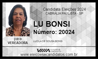 Candidato LU BONSI 2024 - CABRÁLIA PAULISTA - Eleições