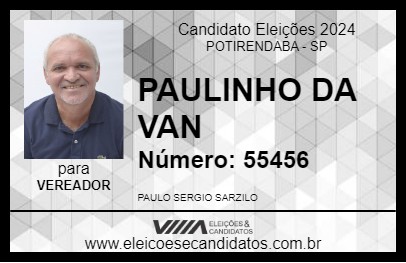 Candidato PAULINHO DA VAN 2024 - POTIRENDABA - Eleições