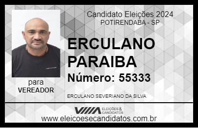 Candidato ERCULANO PARAIBA 2024 - POTIRENDABA - Eleições