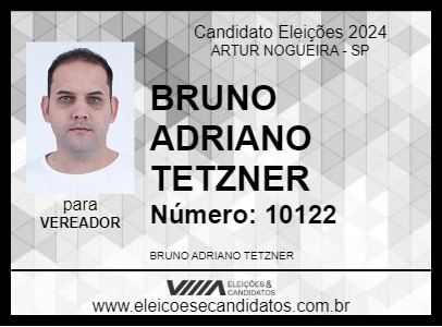 Candidato BRUNO  ADRIANO TETZNER 2024 - ARTUR NOGUEIRA - Eleições