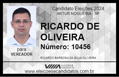 Candidato RICARDO DE OLIVEIRA 2024 - ARTUR NOGUEIRA - Eleições