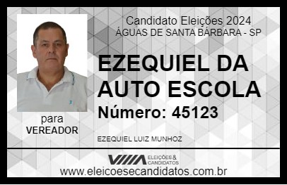 Candidato EZEQUIEL DA AUTO ESCOLA 2024 - ÁGUAS DE SANTA BÁRBARA - Eleições