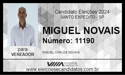 Candidato MIGUEL NOVAIS 2024 - SANTO EXPEDITO - Eleições