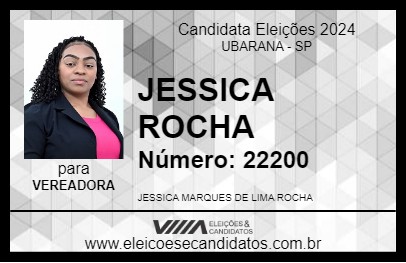 Candidato JESSICA ROCHA 2024 - UBARANA - Eleições