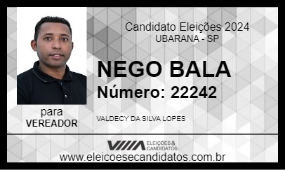 Candidato NEGO BALA 2024 - UBARANA - Eleições