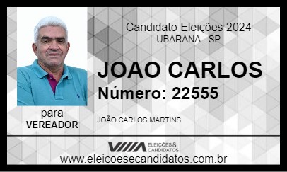 Candidato JOAO CARLOS 2024 - UBARANA - Eleições