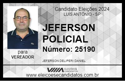 Candidato JEFERSON POLICIAL 2024 - LUÍS ANTÔNIO - Eleições