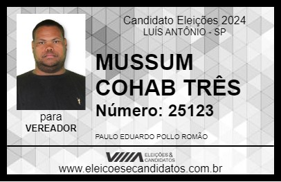 Candidato MUSSUM COHAB TRÊS 2024 - LUÍS ANTÔNIO - Eleições