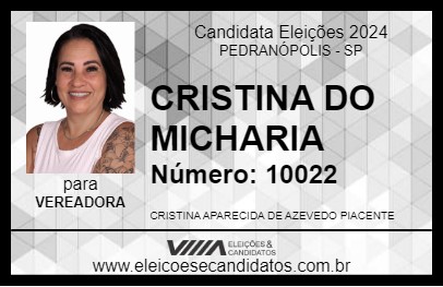 Candidato CRISTINA DO MICHARIA 2024 - PEDRANÓPOLIS - Eleições