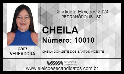 Candidato CHEILA 2024 - PEDRANÓPOLIS - Eleições