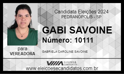 Candidato GABI SAVOINE 2024 - PEDRANÓPOLIS - Eleições