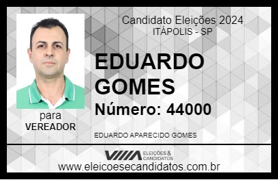 Candidato EDUARDO GOMES 2024 - ITÁPOLIS - Eleições