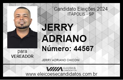 Candidato JERRY ADRIANO 2024 - ITÁPOLIS - Eleições