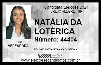 Candidato NATÁLIA DA LOTÉRICA 2024 - BREJO ALEGRE - Eleições