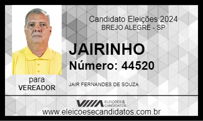 Candidato JAIRINHO 2024 - BREJO ALEGRE - Eleições