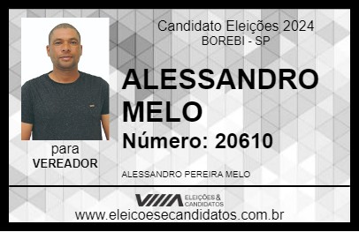 Candidato ALESSANDRO MELO 2024 - BOREBI - Eleições