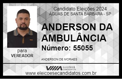 Candidato ANDERSON DA AMBULÂNCIA 2024 - ÁGUAS DE SANTA BÁRBARA - Eleições