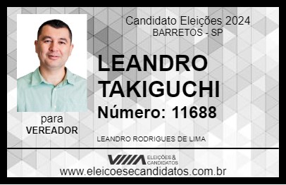 Candidato LEANDRO TAKIGUCHI 2024 - BARRETOS - Eleições