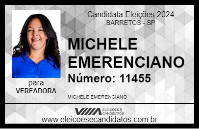 Candidato MICHELE EMERENCIANO 2024 - BARRETOS - Eleições