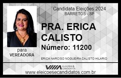 Candidato PRA. ERICA CALISTO  2024 - BARRETOS - Eleições