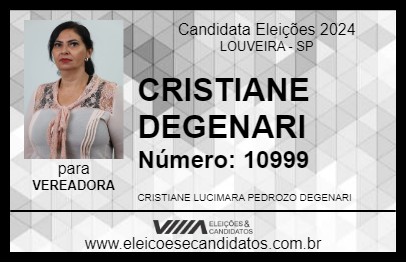 Candidato CRISTIANE DEGENARI 2024 - LOUVEIRA - Eleições