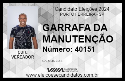 Candidato GARRAFA DA MANUTENÇÃO 2024 - PORTO FERREIRA - Eleições