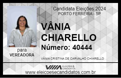 Candidato VÂNIA CHIARELLO 2024 - PORTO FERREIRA - Eleições