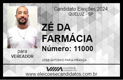 Candidato ZÉ DA FARMÁCIA 2024 - QUELUZ - Eleições