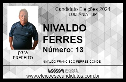 Candidato NIVALDO FERRES 2024 - LUIZIÂNIA - Eleições