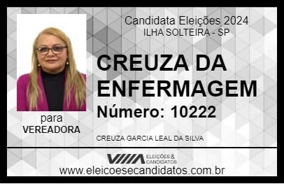 Candidato CREUZA DA ENFERMAGEM 2024 - ILHA SOLTEIRA - Eleições