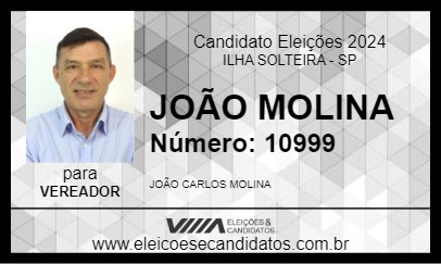 Candidato JOÃO MOLINA 2024 - ILHA SOLTEIRA - Eleições