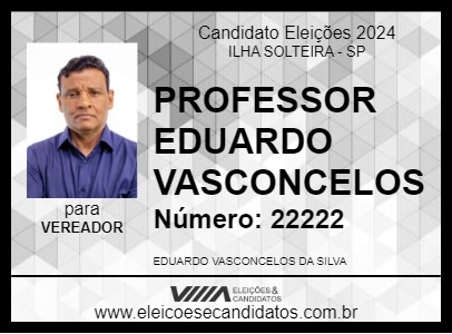 Candidato PROFESSOR EDUARDO VASCONCELOS 2024 - ILHA SOLTEIRA - Eleições