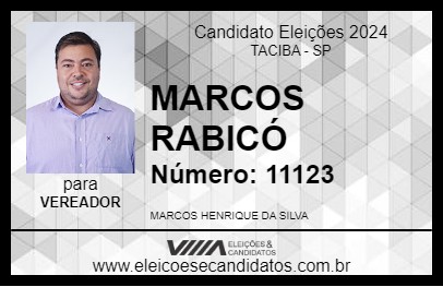 Candidato MARCOS RABICÓ 2024 - TACIBA - Eleições