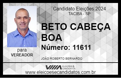 Candidato BETO CABEÇA BOA 2024 - TACIBA - Eleições