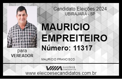 Candidato MAURICIO EMPREITEIRO 2024 - UBIRAJARA - Eleições