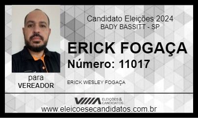 Candidato ERICK FOGAÇA 2024 - BADY BASSITT - Eleições