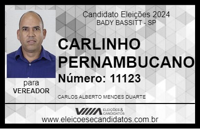 Candidato CARLINHO PERNAMBUCANO 2024 - BADY BASSITT - Eleições