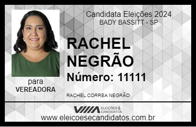 Candidato RACHEL NEGRÃO 2024 - BADY BASSITT - Eleições