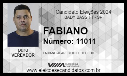 Candidato FABIANO 2024 - BADY BASSITT - Eleições