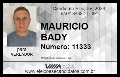 Candidato MAURICIO BADY 2024 - BADY BASSITT - Eleições