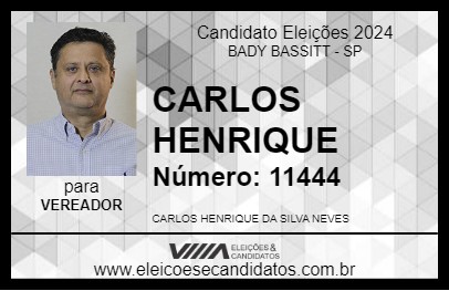 Candidato CARLOS HENRIQUE 2024 - BADY BASSITT - Eleições