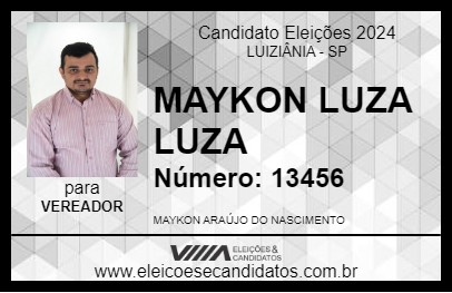 Candidato MAYKON LUZA LUZA 2024 - LUIZIÂNIA - Eleições