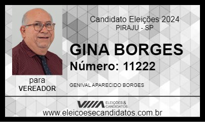 Candidato GINA BORGES 2024 - PIRAJU - Eleições