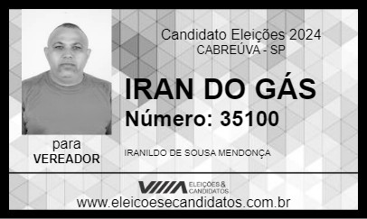 Candidato IRAN DO GÁS 2024 - CABREÚVA - Eleições