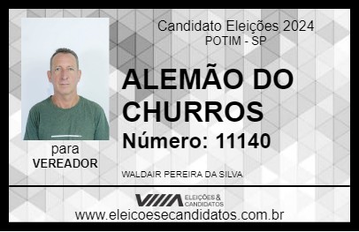 Candidato ALEMÃO DO CHURROS 2024 - POTIM - Eleições