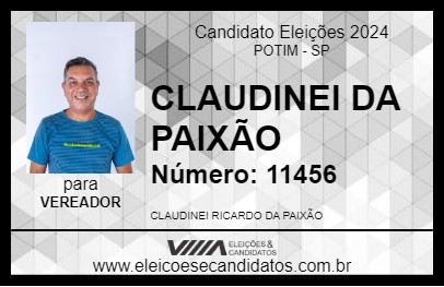 Candidato CLAUDINEI DA PAIXÃO 2024 - POTIM - Eleições